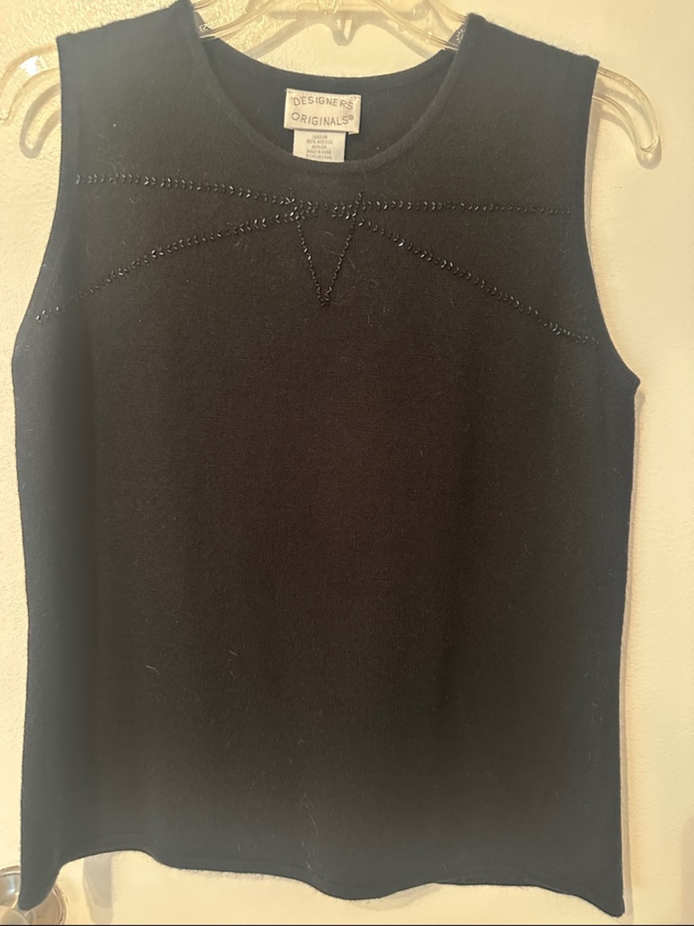Designers Originals Black Beaded Sleeveless Knit Tank